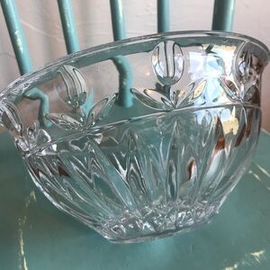 Block Clear Crystal Tulip Pattern hostess serving fruit salad bowl dessert dish‎